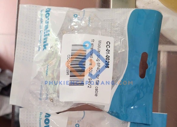 Đầu bấm điện thoại RJ11 CC-01-00298 Novalink 4 chân mạ vàng 50U